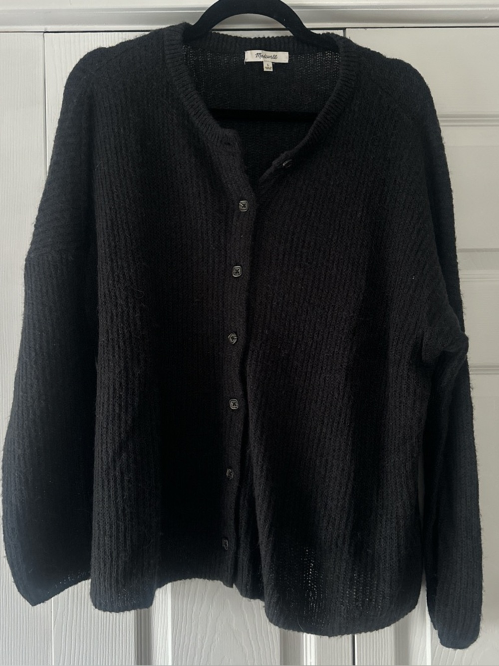 Madewell Black Button-Front Knit Cardigan